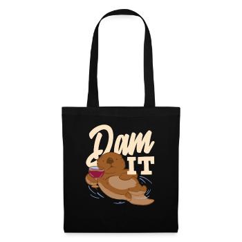 Loutre de mer dessin animé barrage il - Sac en tissu - noir - Devant