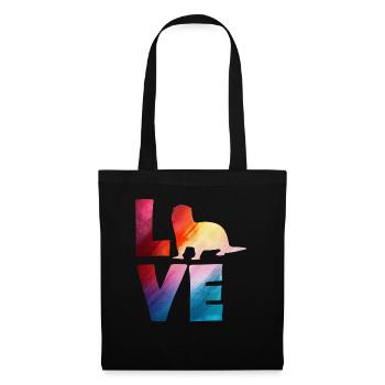Seeotter Cartoon Bunte Liebe - Stoffbeutel - Schwarz - Vorne