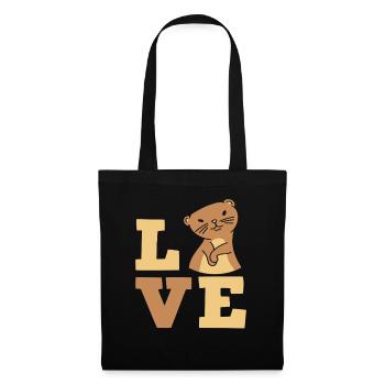 Loutre de mer dessin animé amour - Sac en tissu - noir - Devant