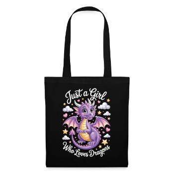 Just a Girl Who Loves Dragons Cute Dragon Shirt - Tote Bag - black - Front