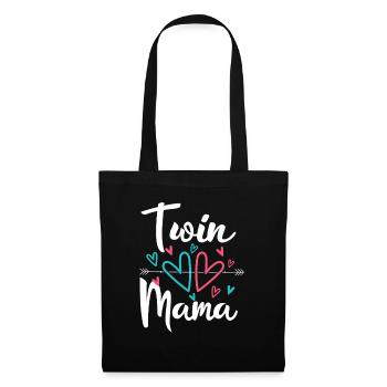 Maman jumelle Grossesse Maman de jumeaux - Sac en tissu - noir - Devant