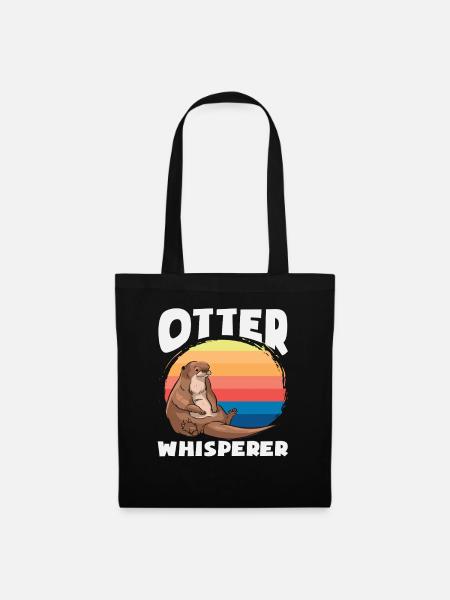 Seeotter Cartoon Retro Flüsterer - Stoffbeutel - Schwarz