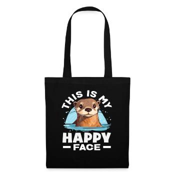 Sea Otter Cartoon Lucky Face - Tote Bag - black - Front