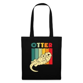Dessin animé rétro de la loutre de mer - Sac en tissu - noir - Devant