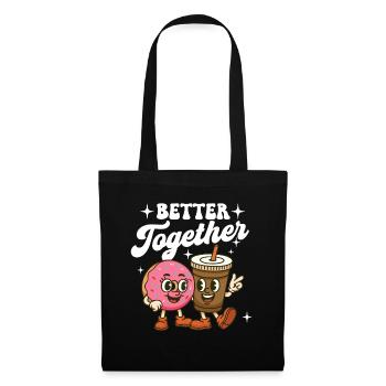 Mieux ensemble Mignon Café Paire Amour - Sac en tissu - noir - Devant