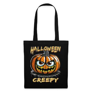 HALLOWEEN KÜRBIS CREEPY - Stoffbeutel - Schwarz - Vorne