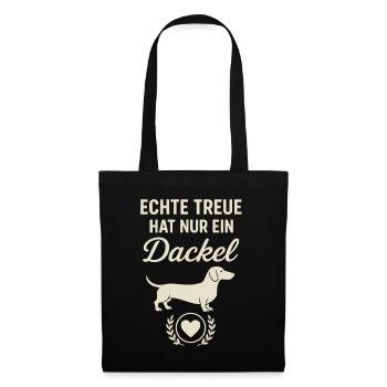 Echte Treue Dackel Herz Motiv Hund - Stoffbeutel - Schwarz - Vorne