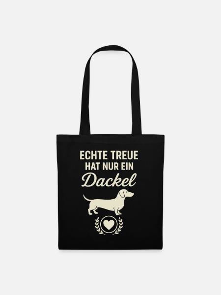 Echte Treue Dackel Herz Motiv Hund - Stoffbeutel - Schwarz
