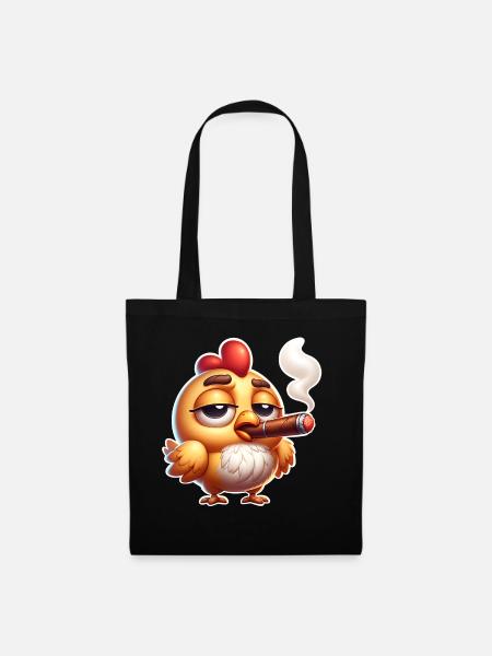 Huhn Zigarre - Stoffbeutel - Schwarz