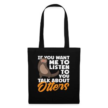 Conversation sur la loutre de mer dessin animé - Sac en tissu - noir - Devant