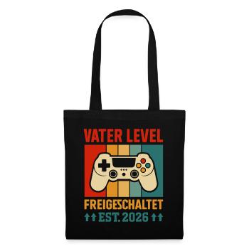 Zocker Papa VATER LEVEL FREIGESCHALTET EST 2026 - Stoffbeutel - Schwarz - Vorne