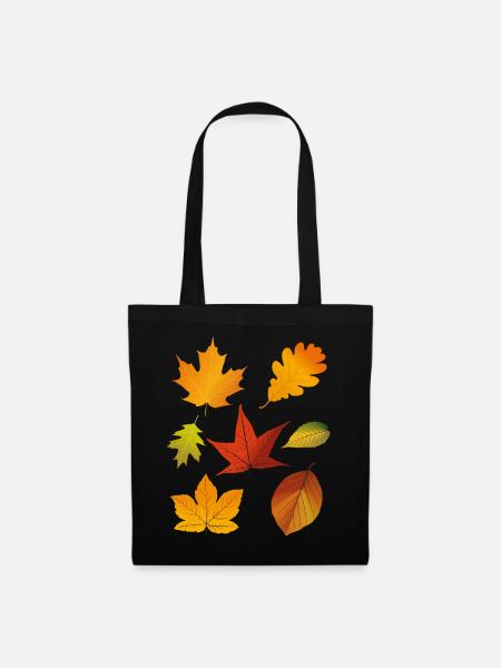 Herbstlaub - Stoffbeutel - Schwarz