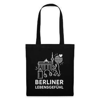 Berliner Lebensgefühl Emblem - Stoffbeutel - Schwarz - Vorne