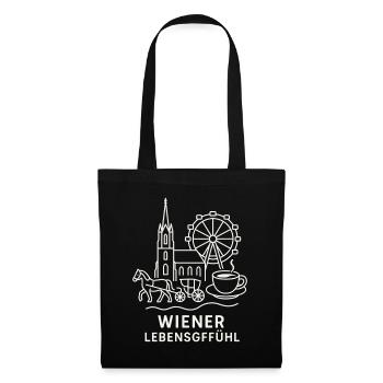 Wiener Lebensgefühl Collage - Stoffbeutel - Schwarz - Vorne