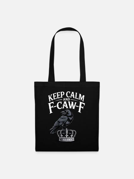 Krähe über Krone Keep Calm - Stoffbeutel - Schwarz
