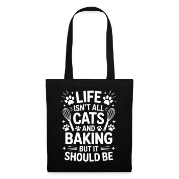 Backen Spruch Katzen Lustiges Backen Geschenk - Stoffbeutel - Schwarz - Vorne