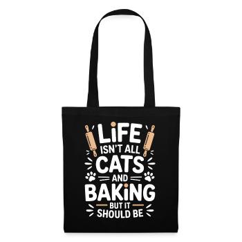 Backen Spruch Katzen Lustiges Backen Geschenk - Stoffbeutel - Schwarz - Vorne