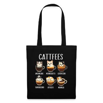 Cattfees Coffee Pun Cat Lover Humor - Tote Bag - black - Front