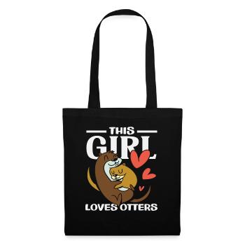 Fille aime loutre de mer dessin animé - Sac en tissu - noir - Devant