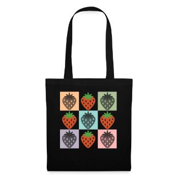 Grille de fraise pastel fraise - Sac en tissu - noir - Devant