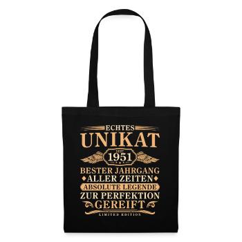 1951 Vintage Né Millésime 75 ans - Sac en tissu - noir - Devant