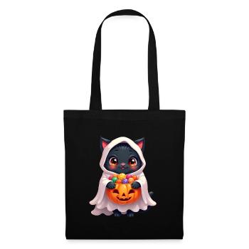 Halloween Cat with Halloween Pumpkin - Tote Bag - black - Front