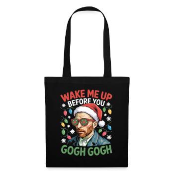 Gogh Xmas Portrait Stil mit Witz - Stoffbeutel - Schwarz - Vorne