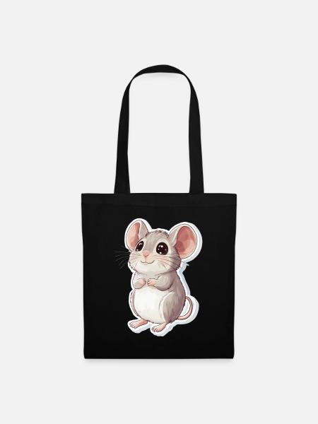 Maus - Stoffbeutel - Schwarz
