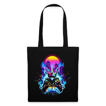 Gaming King Retrowave Controller Neon 80s City - Tote Bag - black - Front