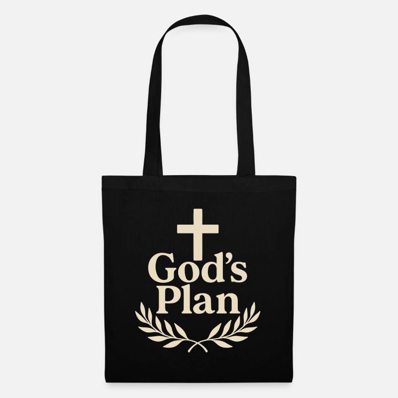 Gottes Plan Kreuz Logo - Stoffbeutel - Schwarz
