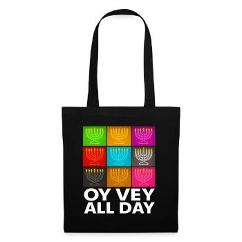 Oy Vey All Day Lustiges Chanukka-Geschenk Kostümidee - Stoffbeutel - Schwarz - Vorne