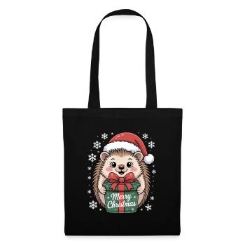 Hérisson Noël Joyeux Noël Cadeau - Sac en tissu - noir - Devant