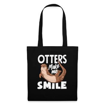 dessin animé de loutre de mer souriante - Sac en tissu - noir - Devant