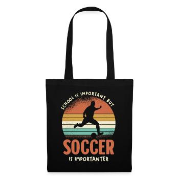 Soccer Ist Wichtiger Retro Sonnenuntergang - Stoffbeutel - Schwarz - Vorne