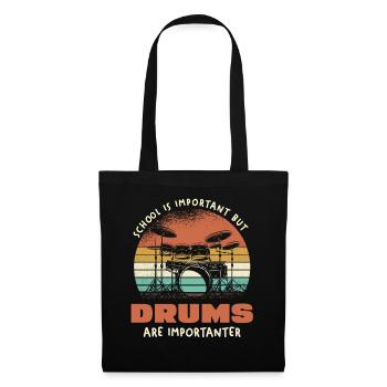 Drums Are Importanter Retro - Stoffbeutel - Schwarz - Vorne