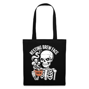 Repos Brew Face Skeleton Café Halloween - Sac en tissu - noir - Devant