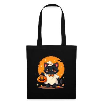 Halloween Cat with Halloween Pumpkin - Tote Bag - black - Front