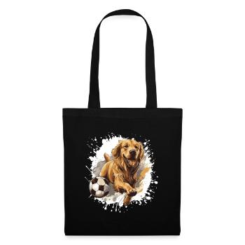 Golden Retriever Hund Fussball Sport - Stoffbeutel - Schwarz - Vorne