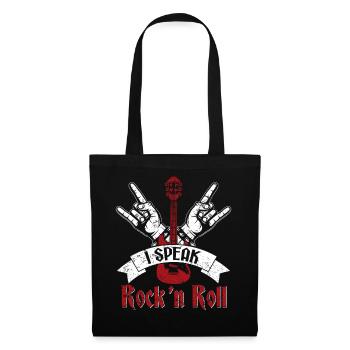 I Speak Rock 'n Roll Rock Band Guitar Music - Stoffbeutel - Schwarz - Vorne
