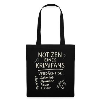 Notizen eines Krimifans – Lustiges True Crime Shir - Stoffbeutel - Schwarz - Vorne