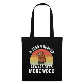 Castor avec Humour Bois Imprimé Rétro - Sac en tissu - noir - Devant