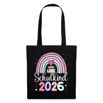 Schulkind 2026 Regenbogen - Stoffbeutel - Schwarz - Vorne