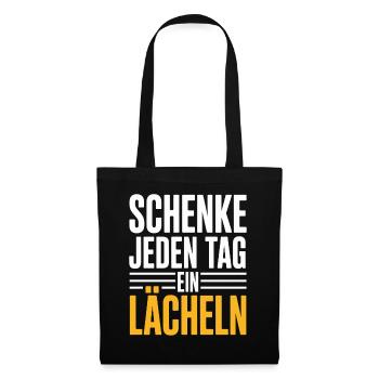Schenke Jeden Tag Ein Lächeln – Positive Botschaft - Stoffbeutel - Schwarz - Vorne