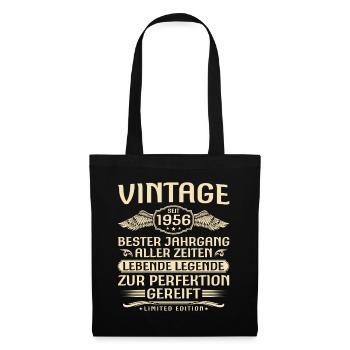 Vintage seit 1956 Jahrgang - 70. Geburtstag - Stoffbeutel - Schwarz - Vorne