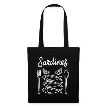 Ligne de sardines avec couverts - Sac en tissu - noir - Devant