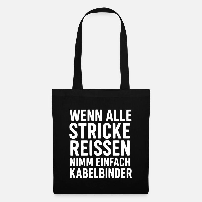 Kabelbinder Spruch – Lustig & Handwerker Humor - Stoffbeutel - Schwarz