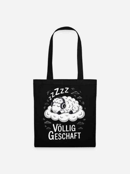 Völlig geschafft geSchaft Schaf Design - Stoffbeutel - Schwarz