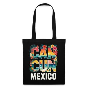 Cancun, Mexique, Typographie tropicale - Sac en tissu - noir - Devant