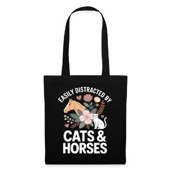 Distraction des chats et des chevaux - Sac en tissu - noir - Devant