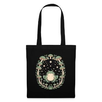 Magical frog and mushrooms in the starry sky - Tote Bag - black - Front